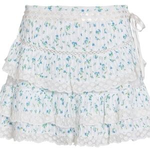 LOVESHACKFANCY Bara Lace-Trimmed Floral Mini Skirt